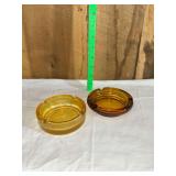 Amber Glass Ashtrays Lot of 2