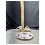 Royal Albert Old Country Roses Sugar Bowl Creamer and Tray Set