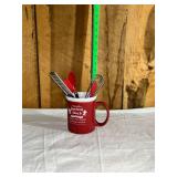 Gingerbread Baking Co. Red Ceramic Mug with Utensils