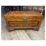 Carved Wood Relief Panel Storage Chest
