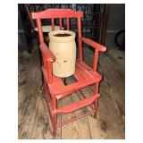 Red Painted Wooden Child High Chair