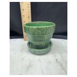 McCoy USA small Green Planter with Saucer