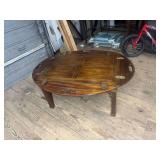Wood Coffee Table with Brass Hinges and Handles