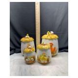 Four-Piece Chicken and Haystack Canister Set