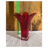Red Glass Tulip Vase
