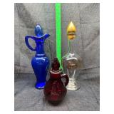 Set of Three Glass cruets
