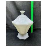 Milk glass candy dishes with lid