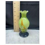 hand blown cased art glass vase