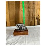 Pewter Ram Figurine on Wood Base