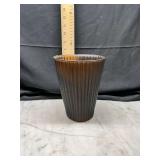 Amber Ribbed Glass Vase