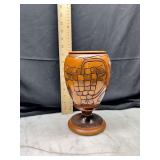 artisan hand Carved Wood vase