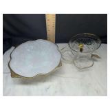 Milk Glass and Crystal Serving Dish