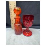 Red Glass goblet and moon & star cordial
