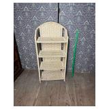 White Woven Rattan Four-Tier Shelf Unit