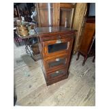 Wood Display Cabinet with Glass Front Drawers and Shell Pulls