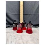 Set of Four Red Glass Candle Cups