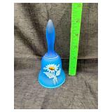 Hand painted Westmoreland blue satin glass bell