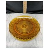 Amber Tiara Glass Serving Plate with Sawtooth Edge
