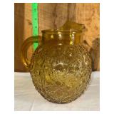 Amber Glass Textured Water Pitcher