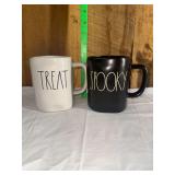 Set of Two Ceramic Mugs Treat and Spooky