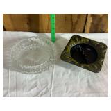 Lot of Two Ashtrays, Glass and Ceramic