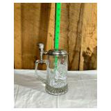 Glass Beer Stein with Metal Lid and Eagle Thumblift