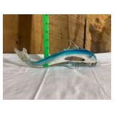 Blue and Clear Art Glass Dolphin Figurine Murano style