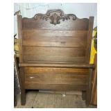 Oak Wood Headboard With Carved Crest