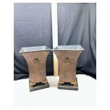 Pair of Decorative Urns with Ring Handles and Paw Feet