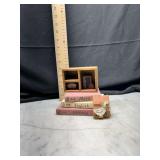 Wooden Miniature School decor with Stacked Books and Accents