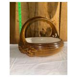Haeger USA Ceramic Basket Planter Brown Gloss Glaze