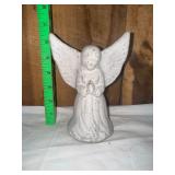 Ceramic Praying Angel Figurine Speckled White 7 Inch