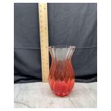 Red Swirl Glass Vase