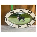 Zeppa Studios Border Collie Hand Painted Oval Ceramic Serving Platter