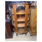 Curved Glass Oak Curio Cabinet