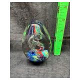 Multicolor Abstract Glass Paperweight