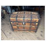 Wood and Metal Bound Domed Trunk