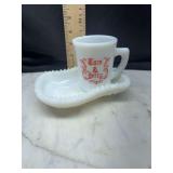 Tom and Jerry Milk Glass Mug and Dish