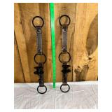Pair of Leather and Metal Wall Sconces