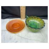 Carnival Glass Bowl and Saucer Set