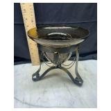 Black and Gold Glass Bowl with Metal Stand