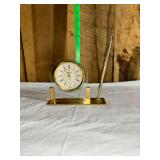 Bulova Quartz Desk Clock with Pen Set