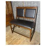 Wood and Faux Leather Dining Bench