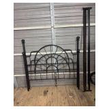 Black Metal Headboard with Geometric Sunburst Design