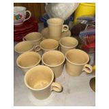 Fiesta Yellow Mugs and Saucers Set