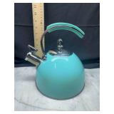 Teapot Teal Metal Chrome Handle