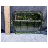 Green Glass Divided relish Tray