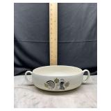 midcentury good morning Two-Handled Serving Bowl with Rooster