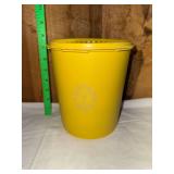Yellow Plastic Tupperware Canister with Lid