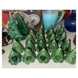 Vintage Ceramic Christmas Tree napkin rings and holder